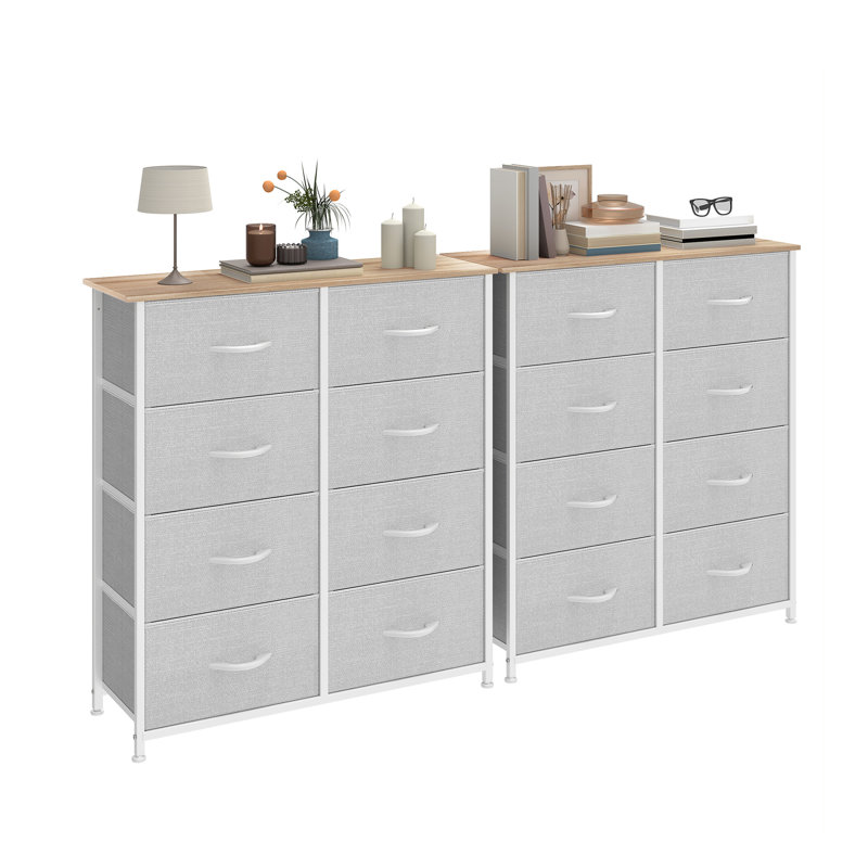  8-Drawer Double Dresser 2-Piece Set (33.7" W) – Versatile Storage With Sleek Design, Light Gray