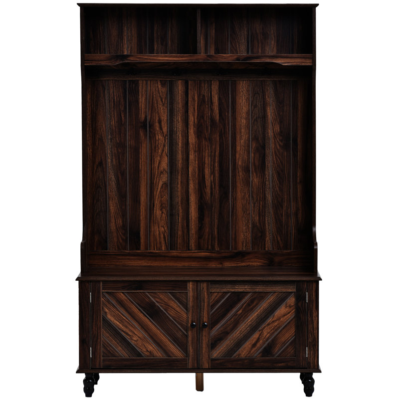 Esteffany Hall Tree 40.14'' Wide with Bench, Tiger