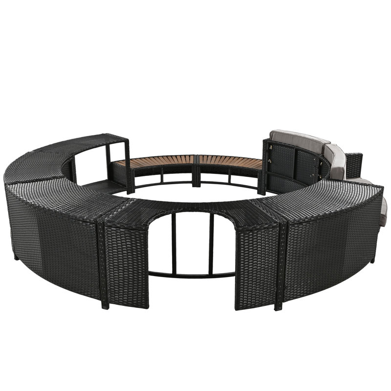 Ensemble de canapé en rotin de spa avec cadre de spa avec espaces de rangement, mini canapé et coussin de patio