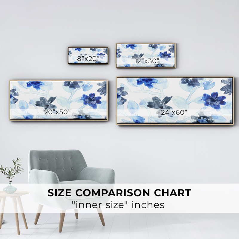 Blue Gossamer Garden - Toile avec cadre en V, H 8 po x l 20 po