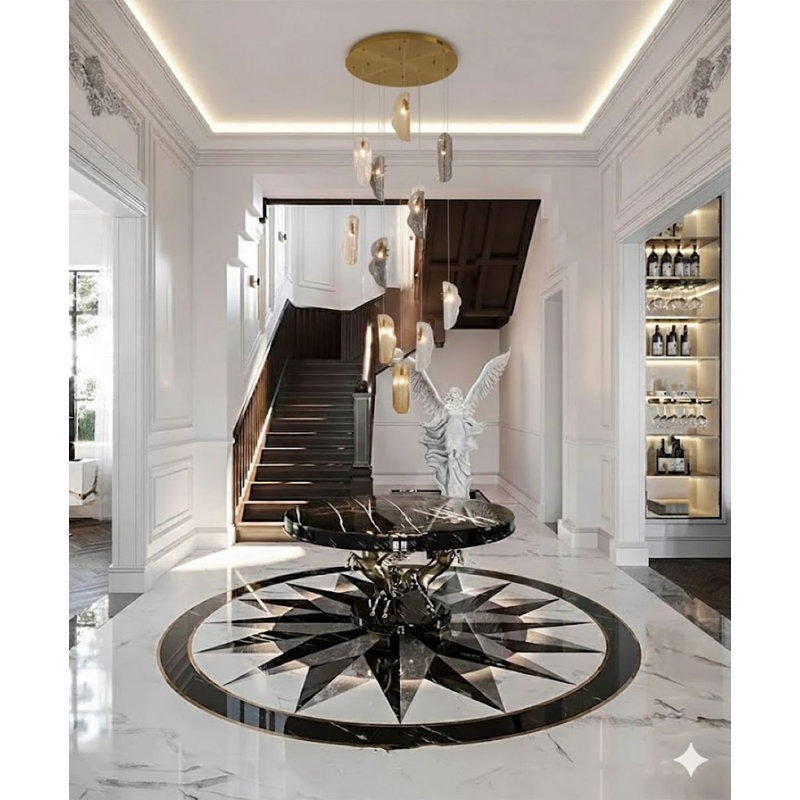 Transitional 12 Light Hanging Glass Chandelier, Brass
