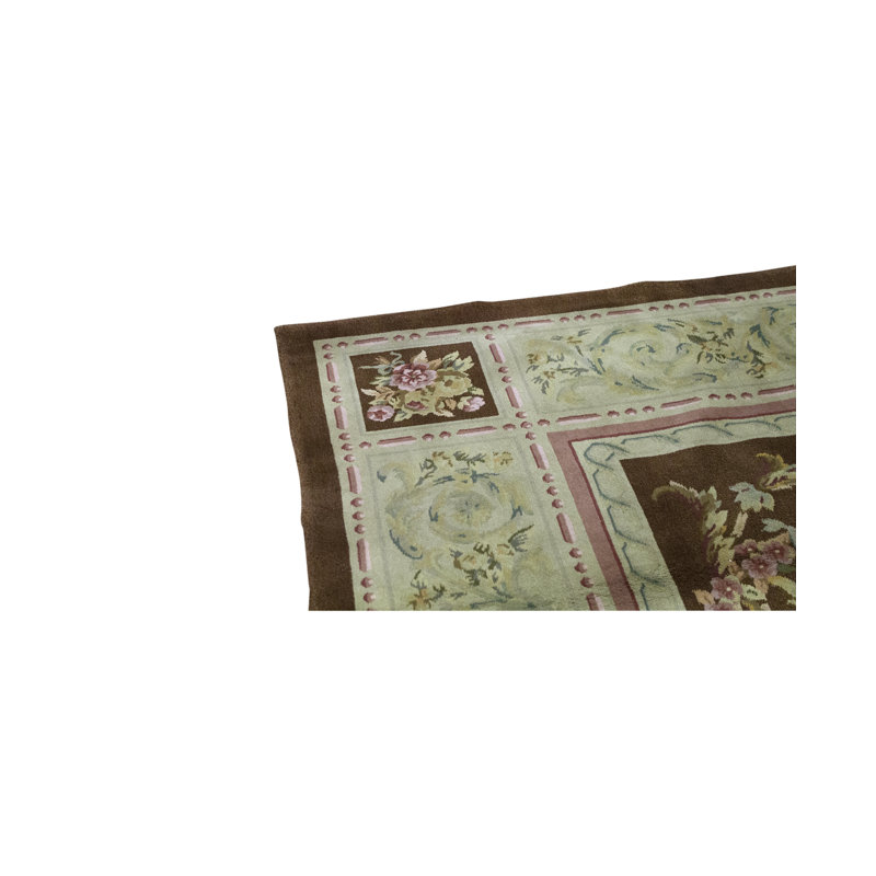 Tapis brun et rouge de haute qualité noué à la main