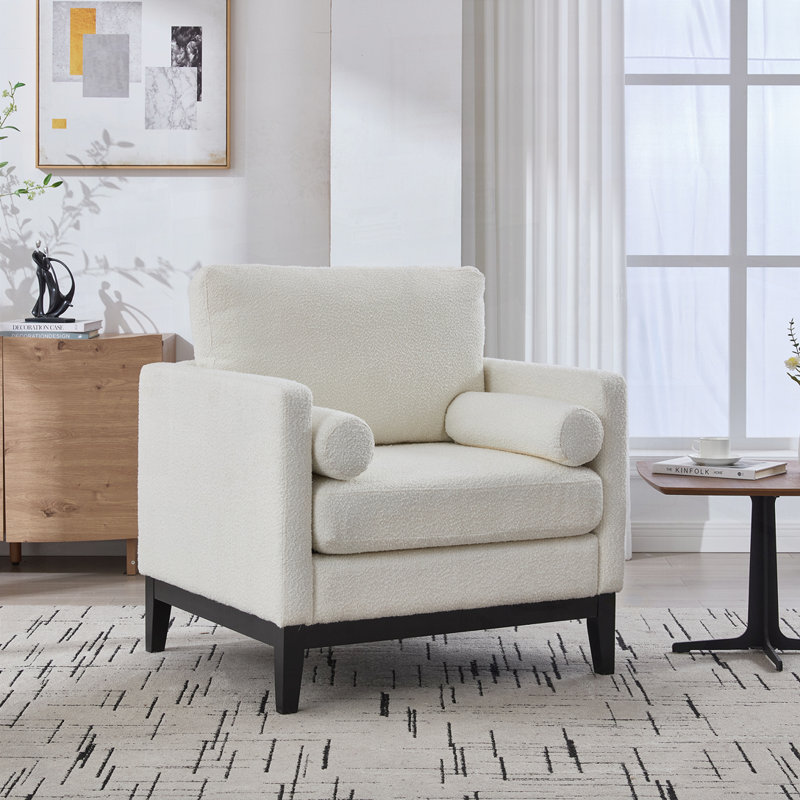 Fauteuil d'appoint 35,4 po, Pied ivoire noir