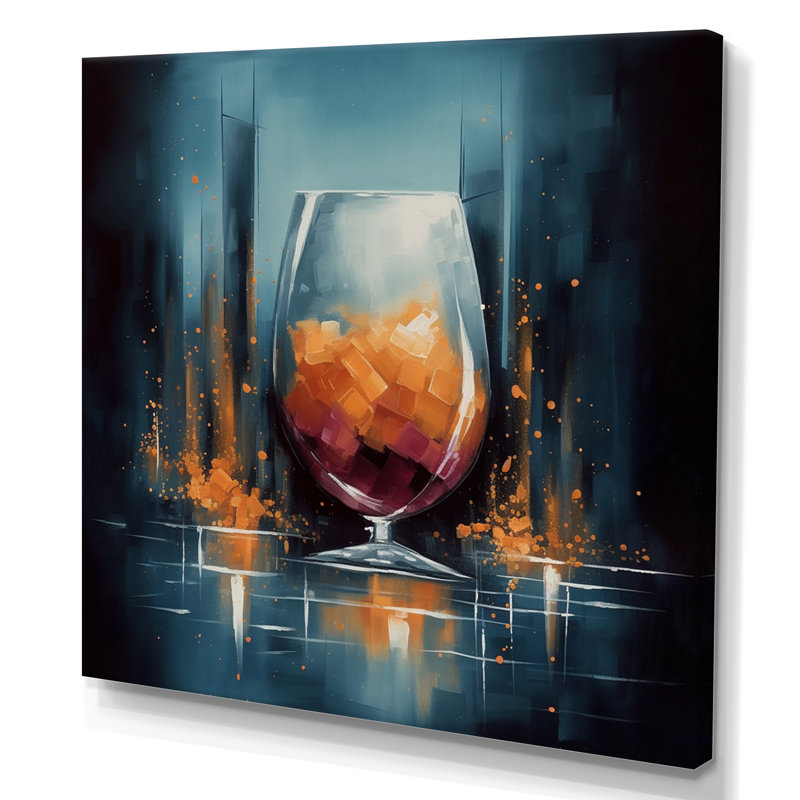 63183_Glam Cognac Glass I - Fashion Wall Art Living Room, H 24 po x l 24 po x P 1 po, Toile tendue