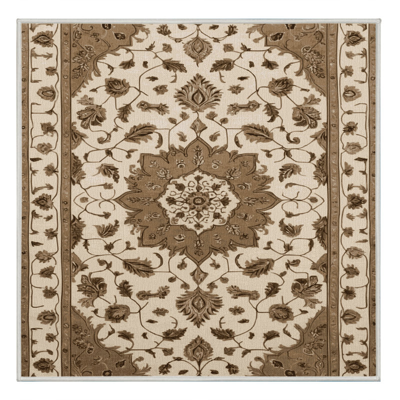 Machine Washable Tabriz Beige Area Rug, Carré 5 pi