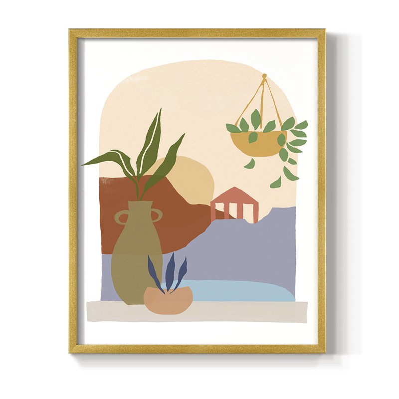 Paper Scene II Framed Print - Solid Wood, 11" H x 9" W, Gold