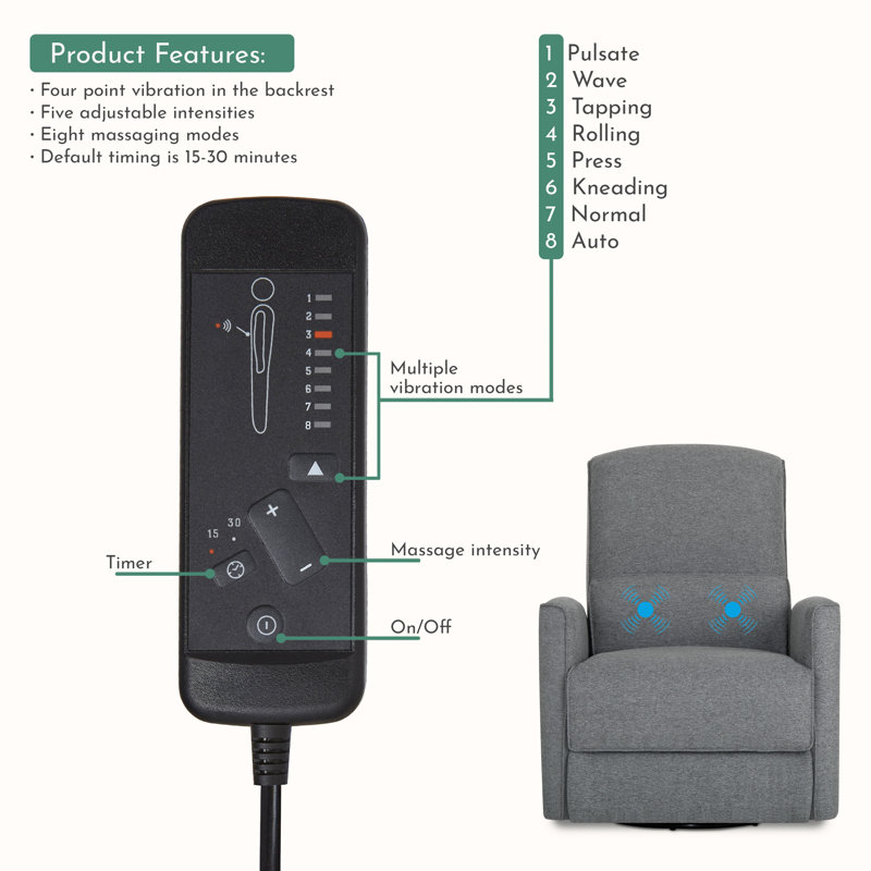 Belmont Power Recliner With Massager, Gray