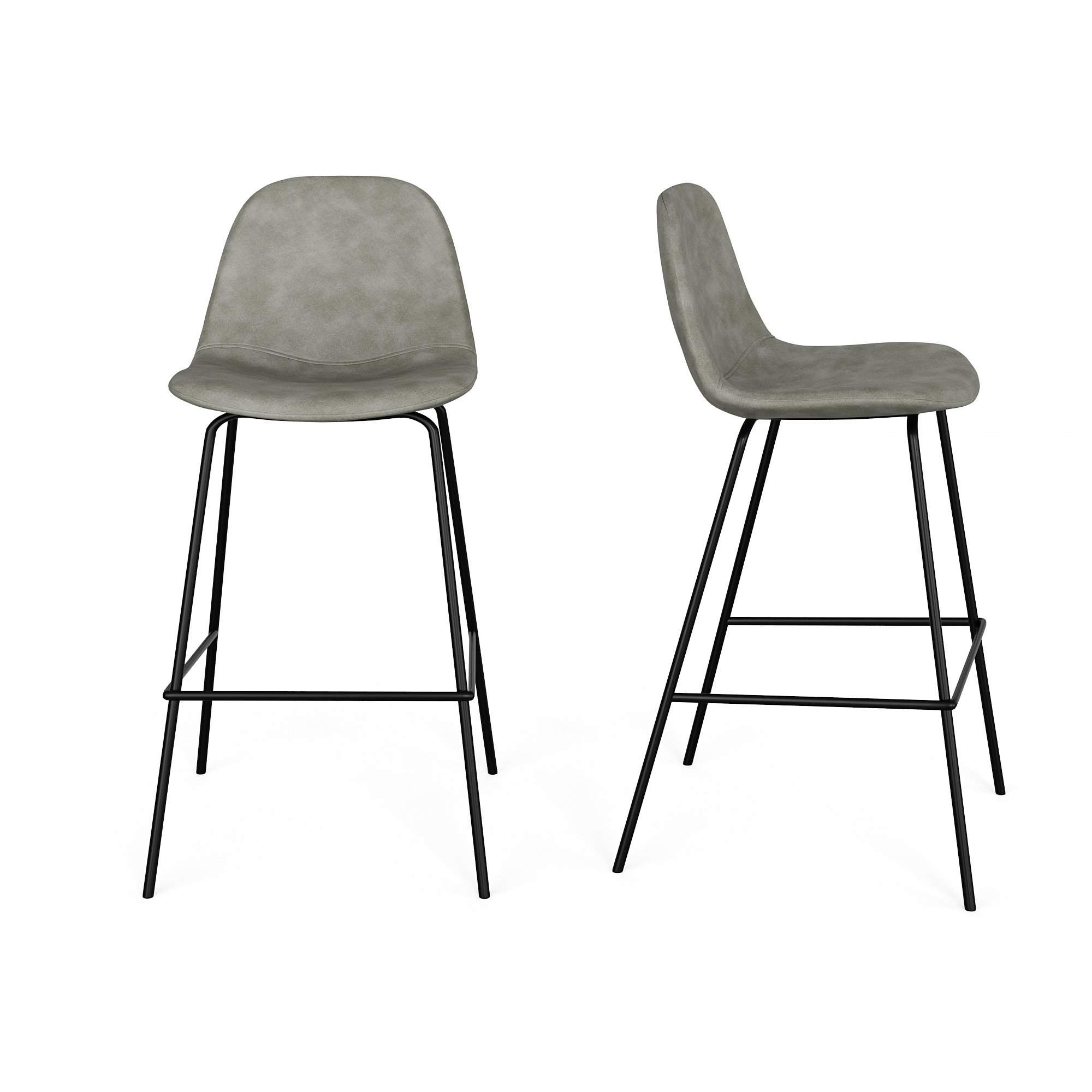 Kody Vegan Leather Bar & Counter Stool, Counter Stool (23.75" Seat Height), Slate Grey Vegan Leather
