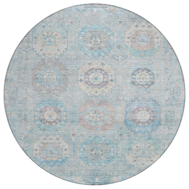 Machine Washable Indoor/Outdoor Lafferty ACN2227 Panel Rug, Round 8'