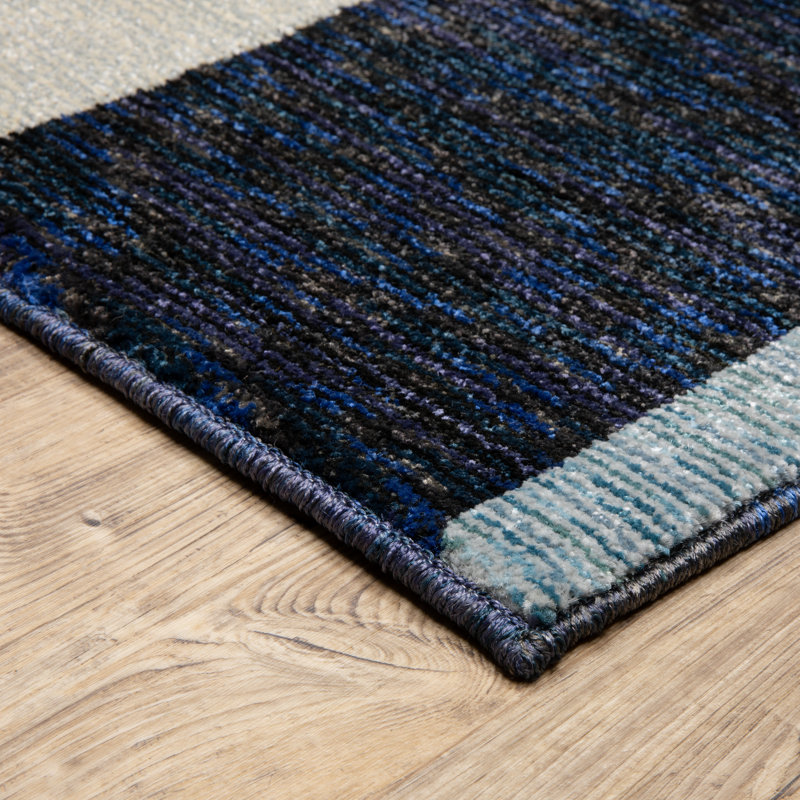 Sisk Abstract Blue/White/Green Area Rug, Runner 2'3" x 8'