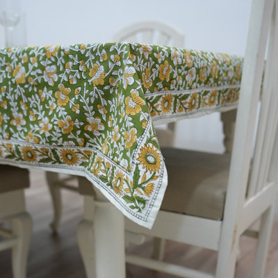 Housse de table Green Bloom - Fleurs fraîches pour un repas quotidien, Saundarya, vert