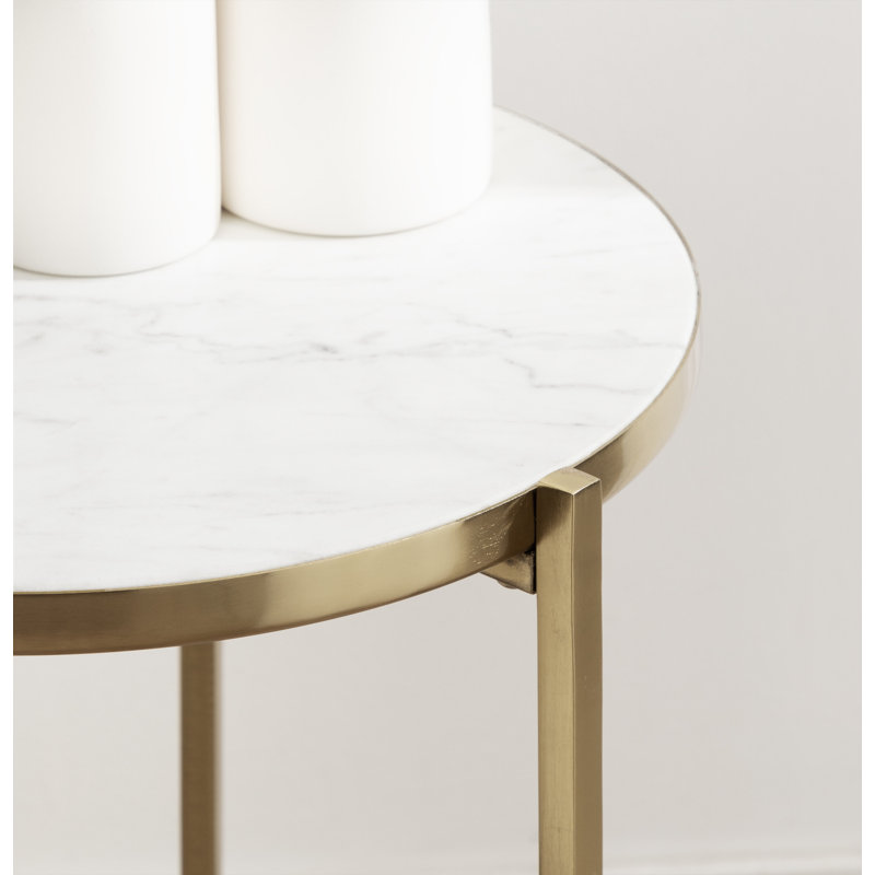 Table ronde en marbre et métal, Or
