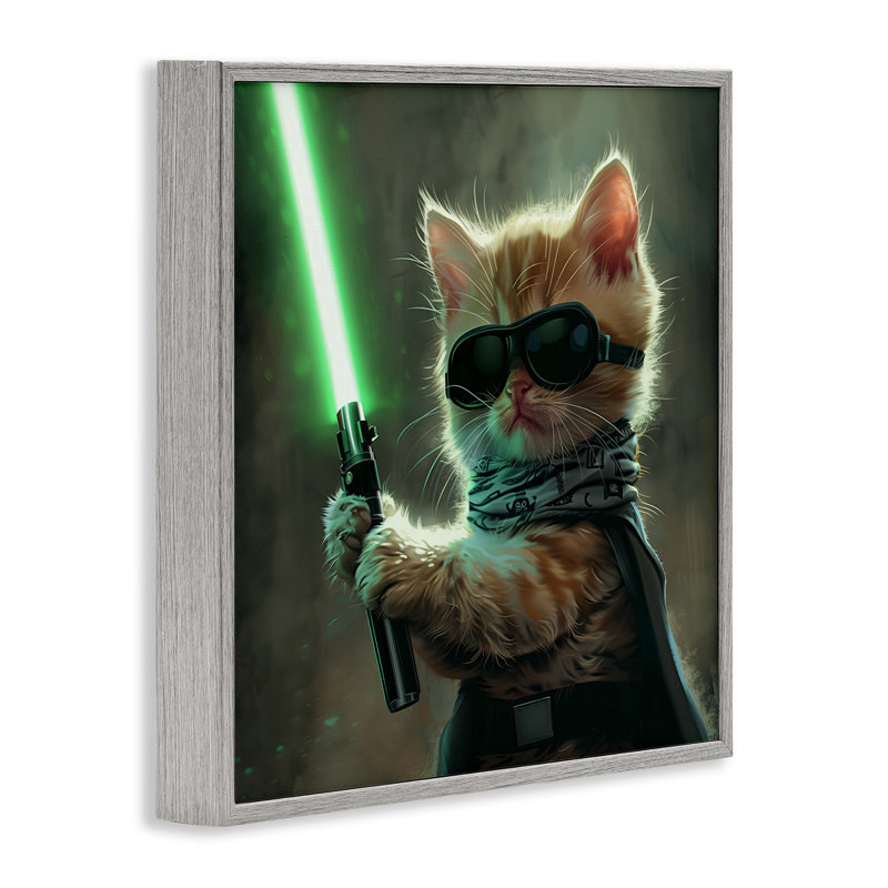  «Sci-Fi Kitten with Saber», art de la giclée encadrée par Jim Baldwin, Estampe numérique Farmhouse, H 12 po x l 12 po