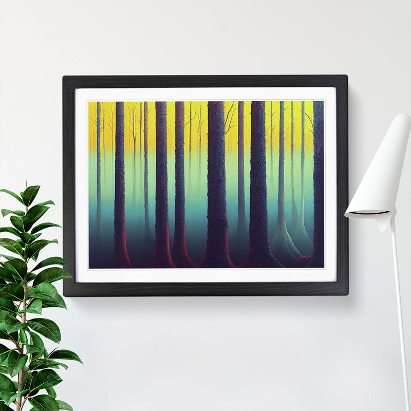 Neon Summer Forest - Single Picture Frame Print, 46cm H x 64cm W, Black