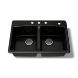 33" L x 22" W x 9-5/8" Top-Mount Double-Equal Kitchen Sink