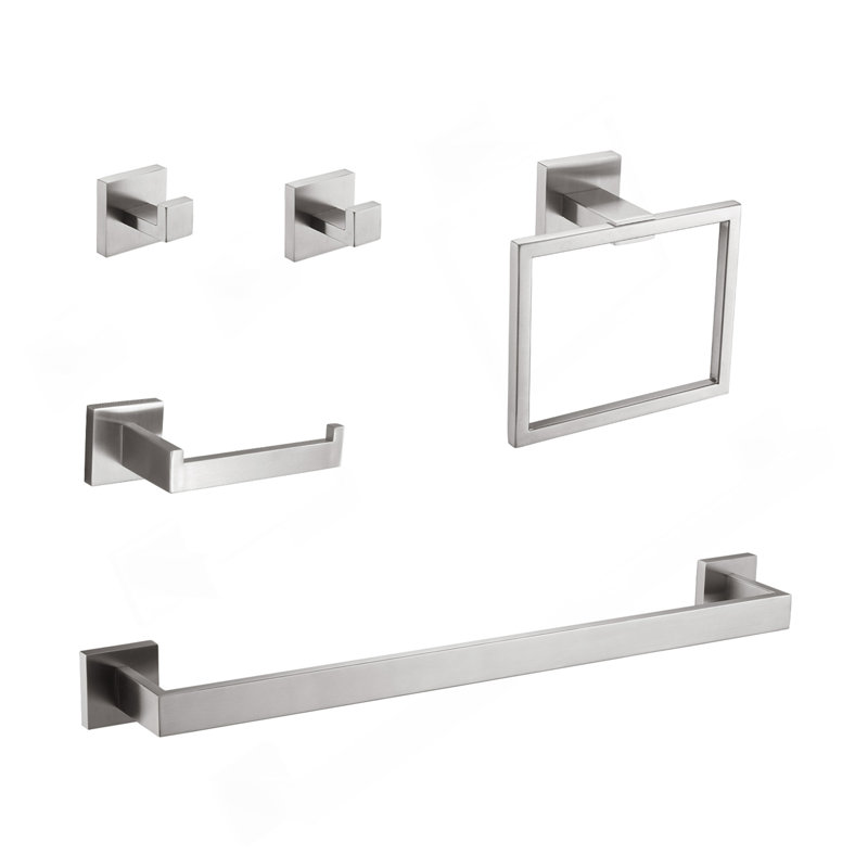 Ensemble de 5 accessoires de quincaillerie de salle de bain, Nickel brossé