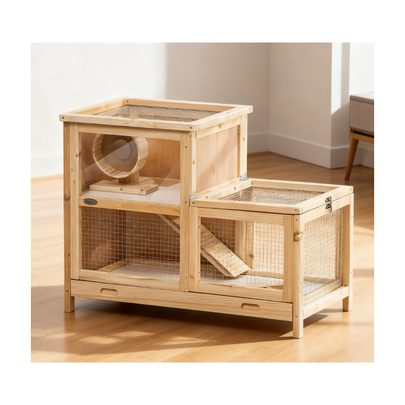 Cage à hamster en bois à 2 niveaux