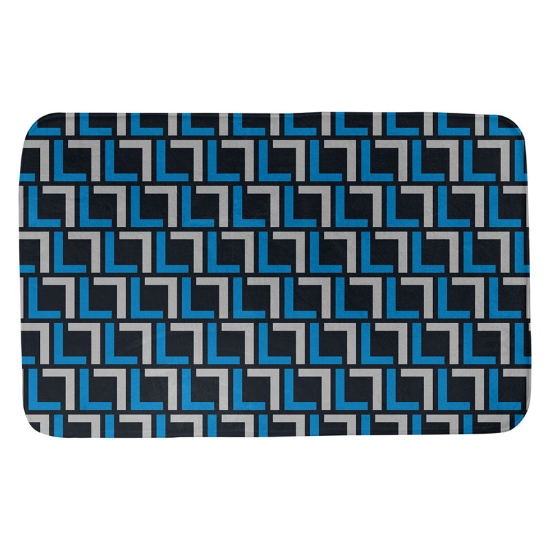 Tapis pour salle de bain Baltimore, l 17 po x L 24 po, Black/Carolina Blue/Silver