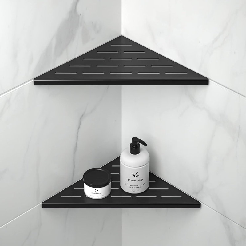 Ensemble de meuble-lavabo de coin en acier inoxydable 304 noir mat 10 pouces, support de coin encastré, couloir de support de salle de bain, convient aux murs carrelés, ensemble de 2 pièces