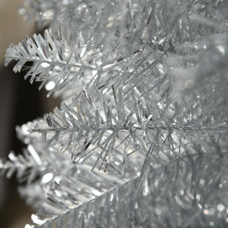 Arbre de Noël artificiel à crayon mince avec embouts de branches réalistes et support en plastique, 6'