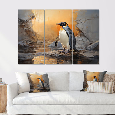 «Penguin Elegance In Snow» - Ensemble de décoration murale pingouin