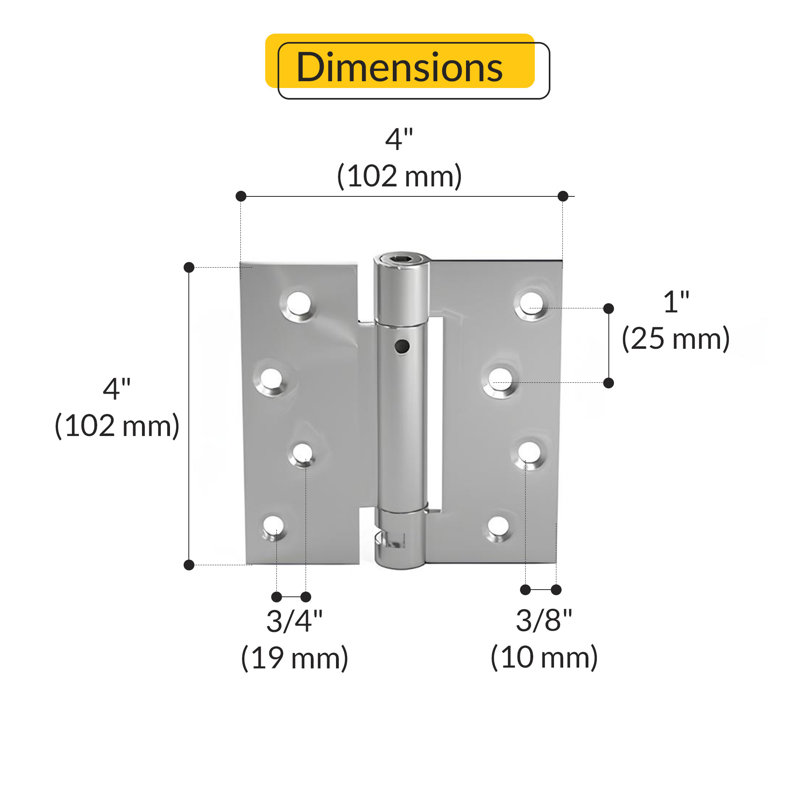 Brixwell 56-403snk Charnière plate à coins carrés avec goujons non amovibles 4 "x 4" au fini nickel satiné