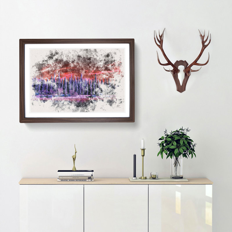 Cypress Trees - Picture Frame Painting Print, 45cm H x 63cm W x 2cm D, Walnut Framed