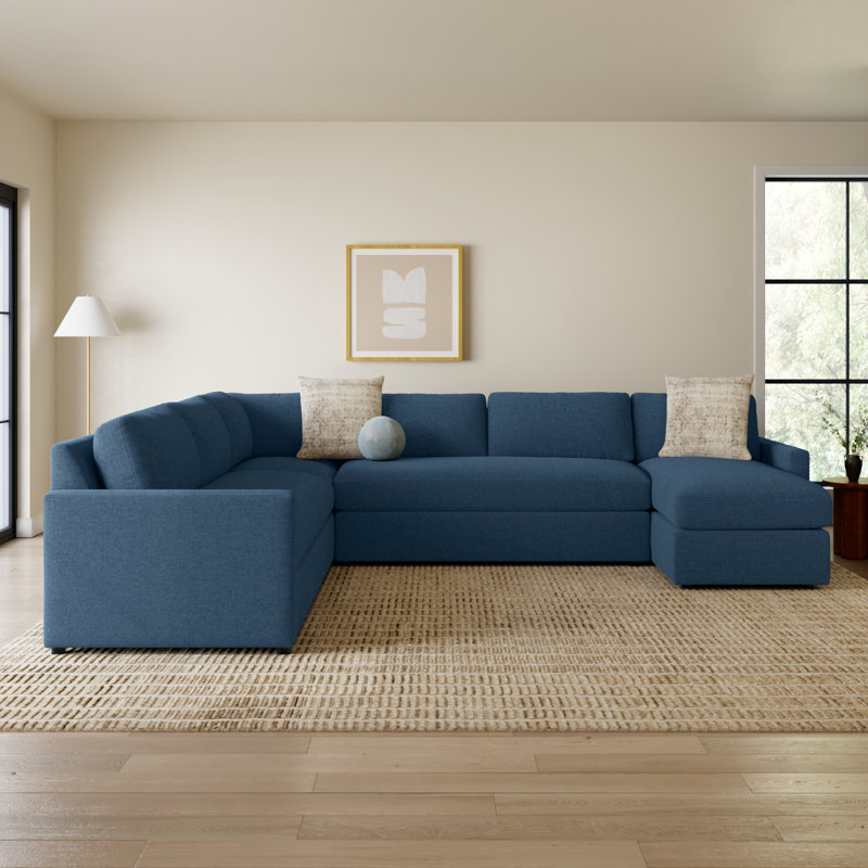 Damari Upholstered U-Shaped Sectional, Nomad Snow Crypton® Chenille, Right Hand Facing