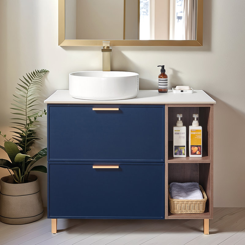 Ensemble de meuble-lavabo simple 36 po bleu