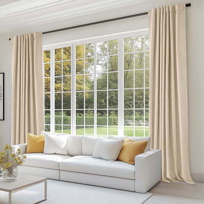 50" W Thermal 100% Blackout Linen Textured Curtain Panels (Set of 2)