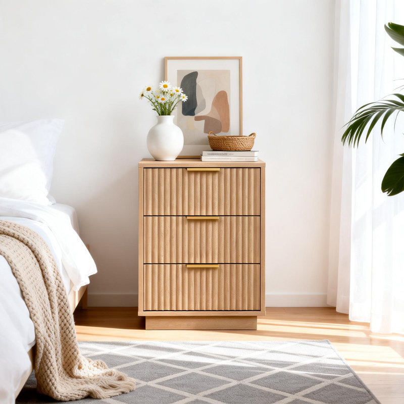 23.6“ 3-Drawer Nightstand, Brown