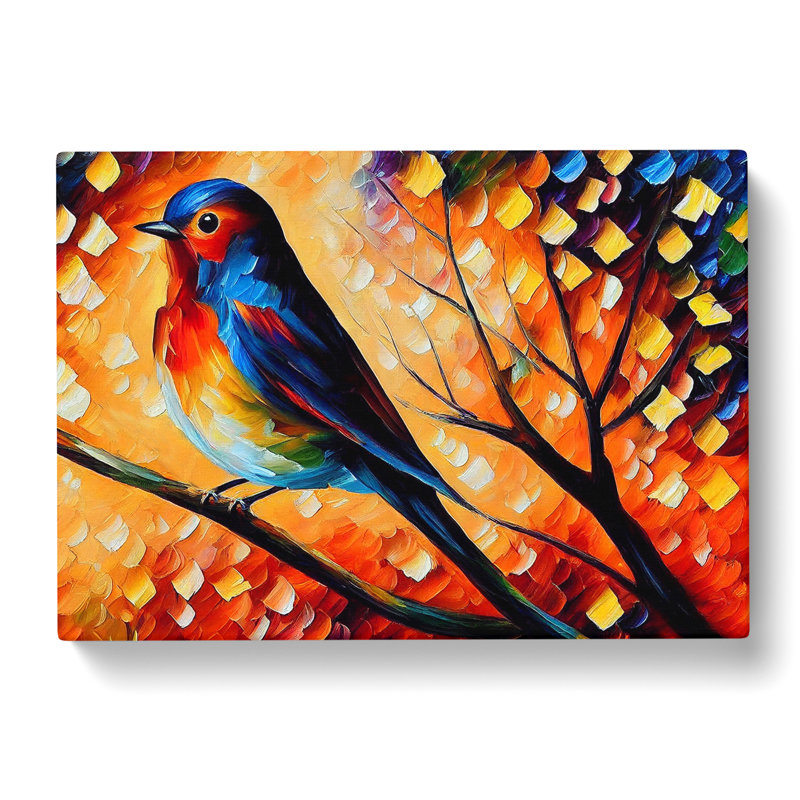 Robin Bird Painting Abstract - Wrapped Canvas, 40cm H x 60cm W x 3cm D