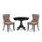 3 Piece Dining Room Furniture Set Contains a Round Dining Table with Pedestal and 2 Coffee Linen Fabric Upholstered Chairs, Wire brushed Black-1273322216-1273322214-1273322215