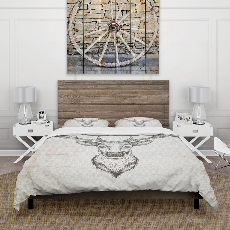 Ensemble de housse de couette à campagnes cerf sauvage et magnifique ii, Housse simple + 1 taie décorative