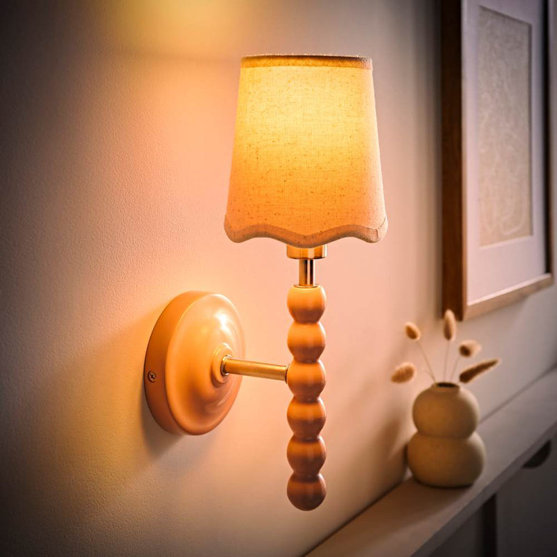 Alderic Manufactured Wood Armed Sconce, Yes, Cream, Pink
