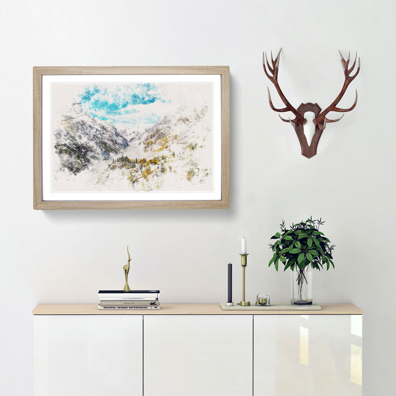 Mountain View in France - Framed Print, Oak Framed, 45cm H x 63cm W x 2cm D
