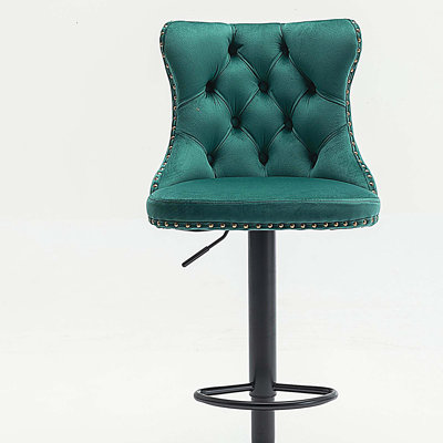 Tabourets pivotants en velours à hauteur de siège réglable, tabourets de bar rembourrés modernes avec dossier capitonné confortable, ensemble de 2