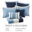Courtepointe double / grand 7 pièces avec coussins décoratifs et taies décoratives européennes - bleu marine, motif à médaillon, bordure réversible de couleur unie, microfibre