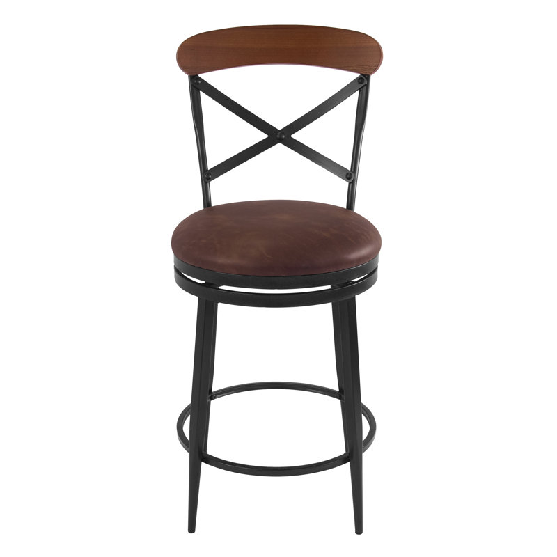 Tabouret pivotant Homepop Hudson - Polyuréthane brun