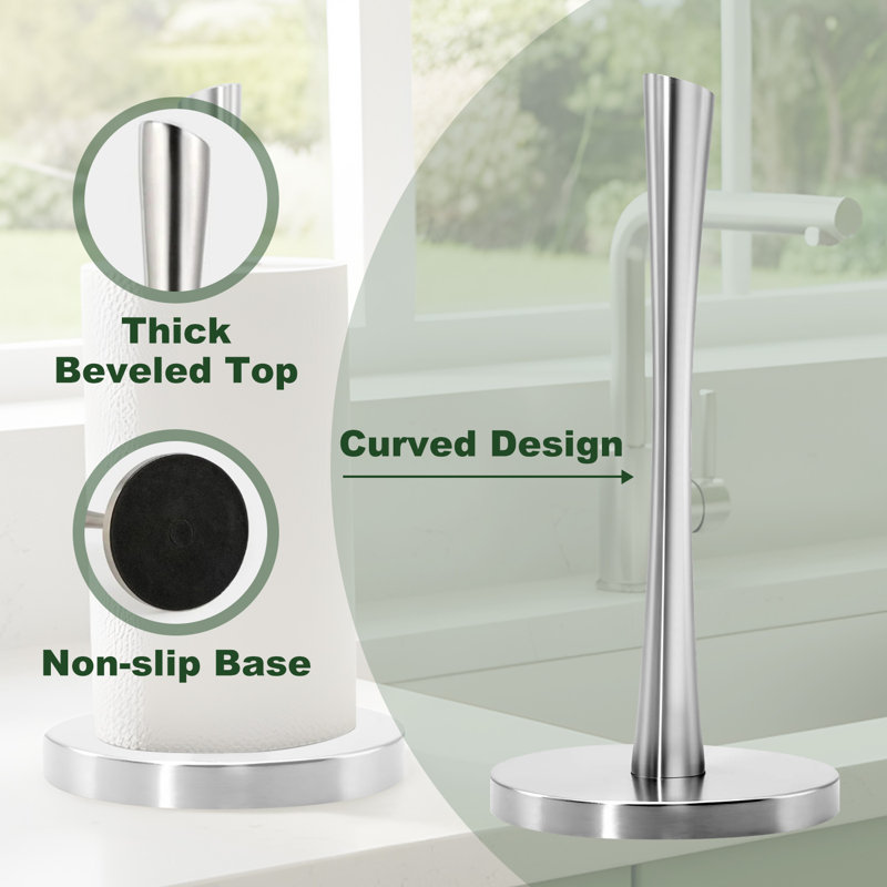 Stainless Steel Freestanding Organizer Stand,brushed Nickel Finish, Ideal For Large Rolls In Kitchen & Bathroom