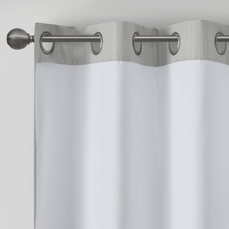 Gray Basketweave Room Darkening Outdoor Curtain Panel Pair