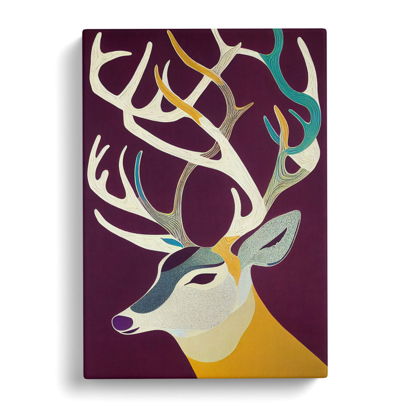 Gladstone Retro Art Deer - Wrapped Canvas, 76cm H x 50cm W