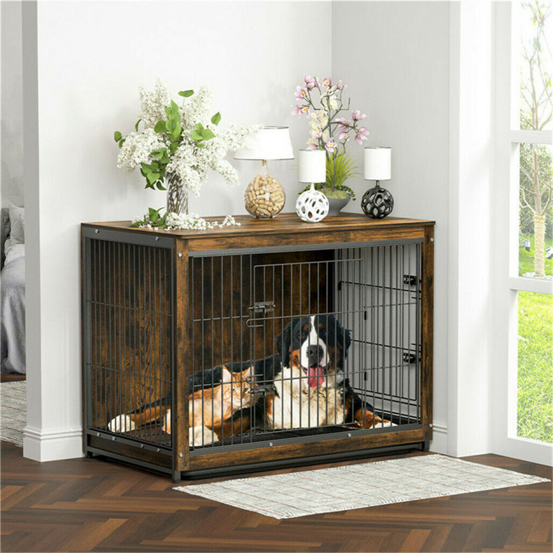 Landis Furniture Style Pet Crate with 2 Doors, 75cm H X 97.5cm W X 59cm D