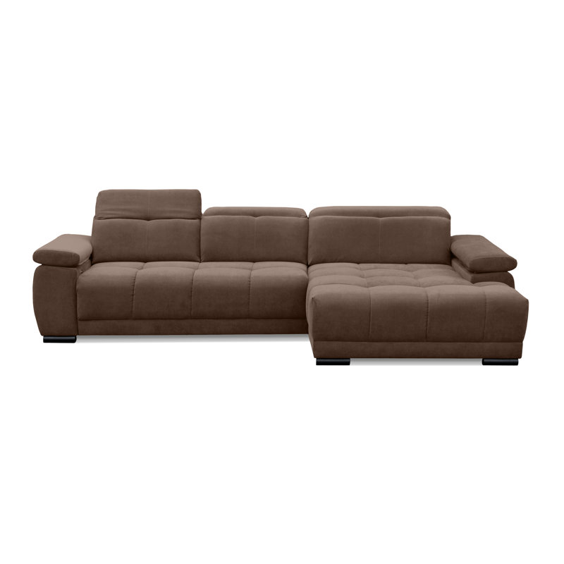 Jafiya 4 Seater Velvet Sofa Bed, Right Hand Facing, Brown