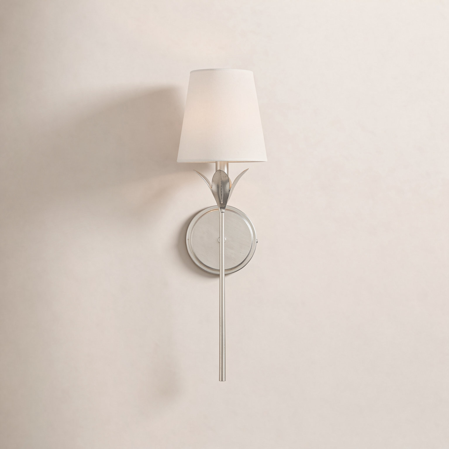 Margo Single Light Dimmable Silk Wallchiere, Antique Silver