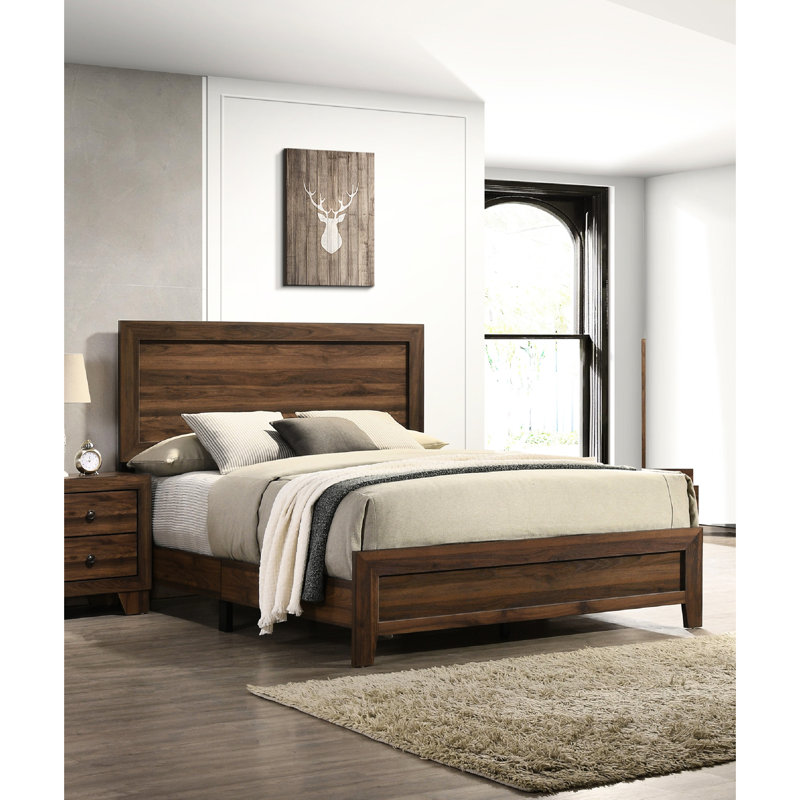 Stylish Brown Cherry Full Size Bedroom - Wooden Components Finish Furniture Modern Bed, Full , Brown