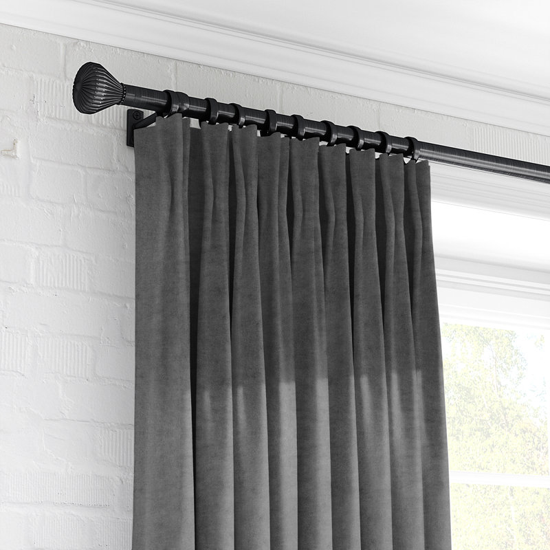 Plush Room Darkening Pinch Pleat Single Curtain Panel, 20" W x 96" L, Silver Gray