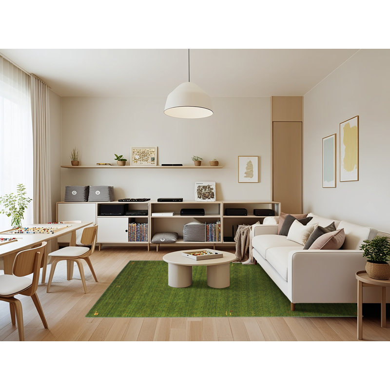 Tapis de zone vert contemporaine, Rectangle 7 pi x 9 pi