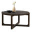 Ensemble de table 3 pièces de style transitionnel 1 table de cocktail 42 po 1 table de cocktail 25 po 1 table de bout avec plateau en pierre et en bois, tablette inférieure inférieure, base en tréteaux, finition noyer foncé