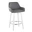 Tabouret de comptoir à hauteur fixe avec pivot en bois et similicuir avec repose-pieds rond chromé - ensemble de 2-130474087